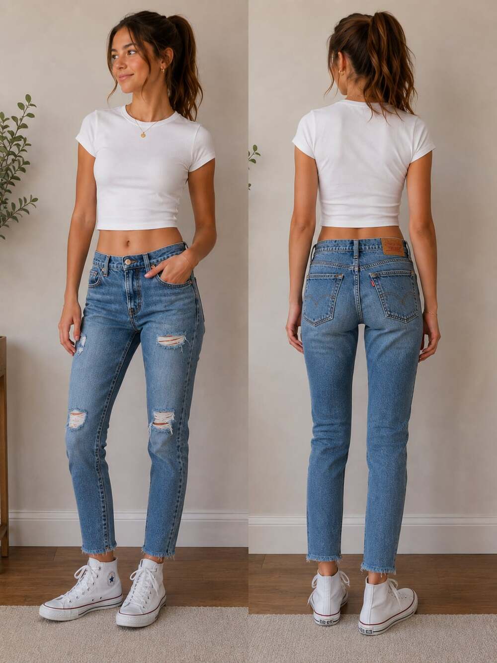 Levi's Wedgie Straight Ankle Women's Distressed Jeans Size 25
M134